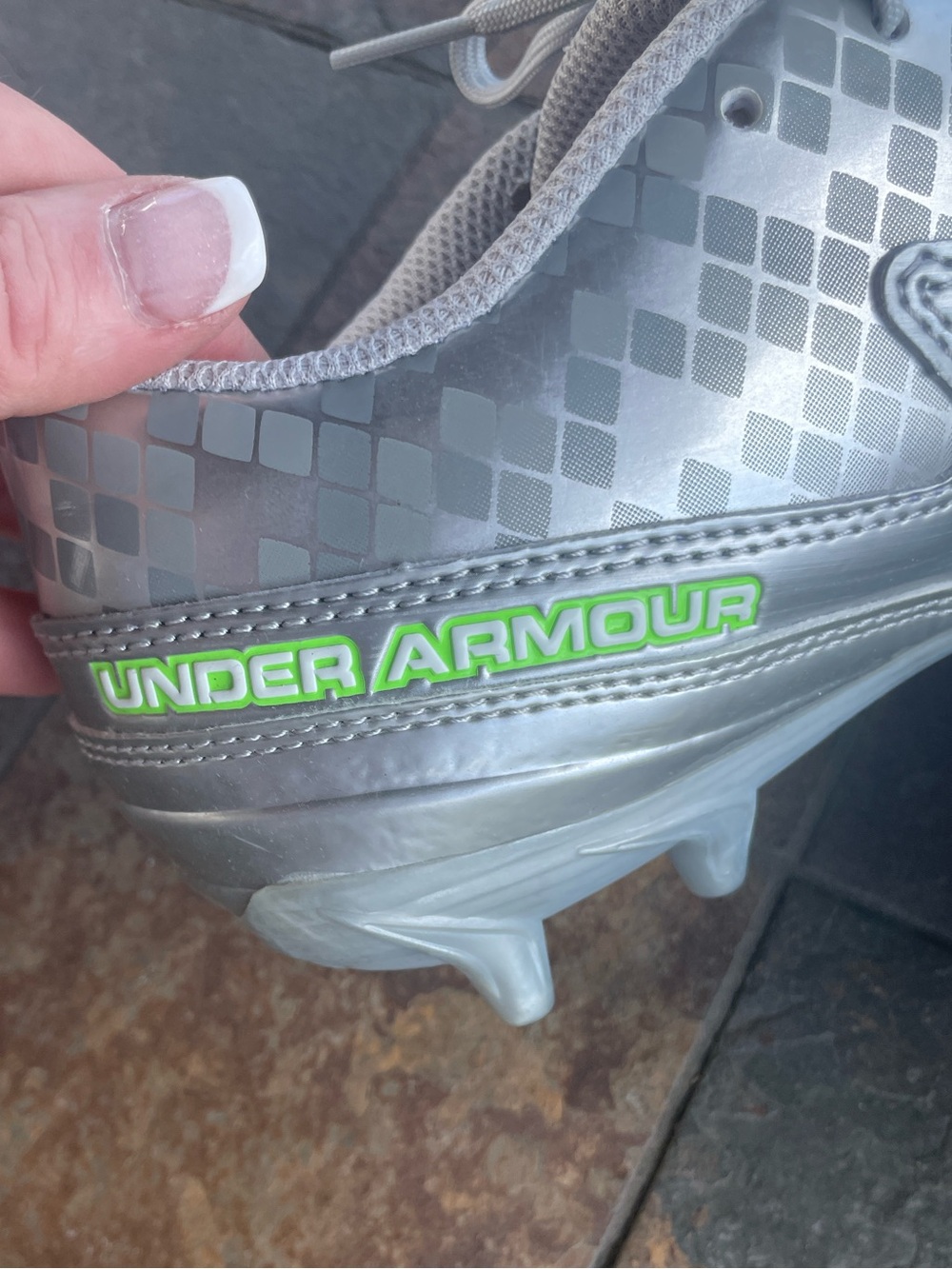 Under Armour Silver Cleat with Lime Green Logo